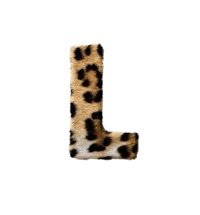 a leopard print letter l on a black background